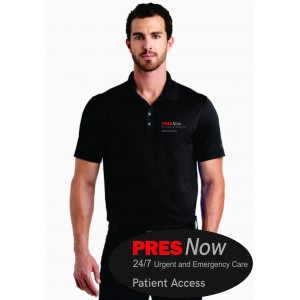 PRES Now Patient Access Mens Black Metro Polo